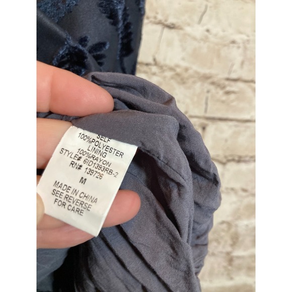 Lily Rain Halter Dress Women Medium Grey Velvet Leaf Print Lace Up Dark Romantic - Picture 2 of 13